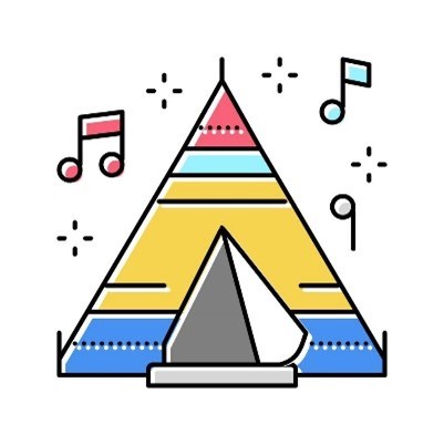illustration of tent with musical symbols