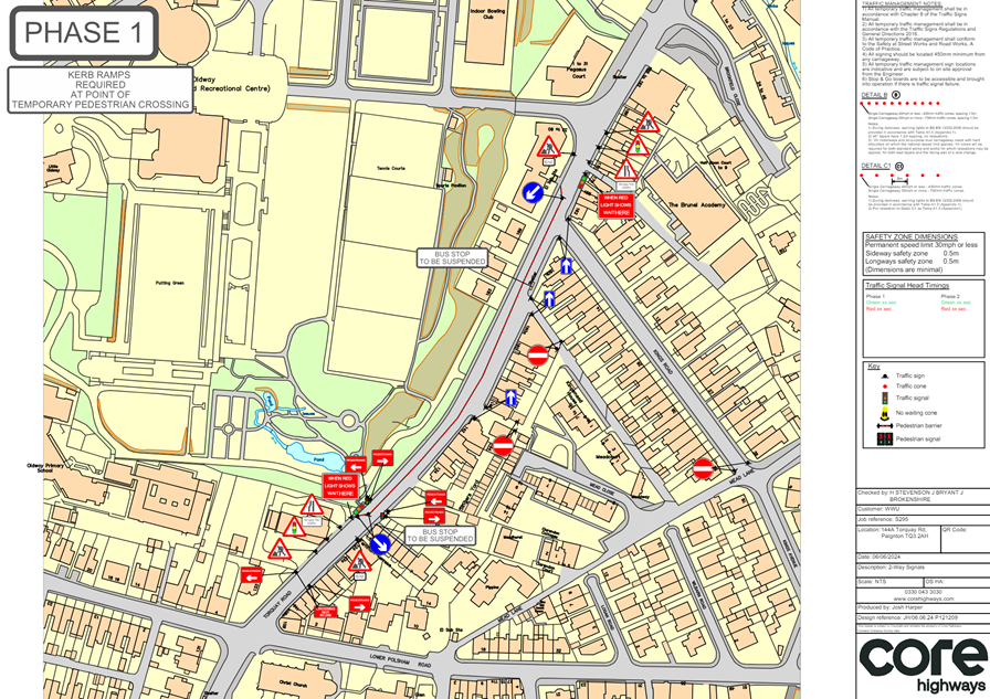Map of Torquay road area with works shown